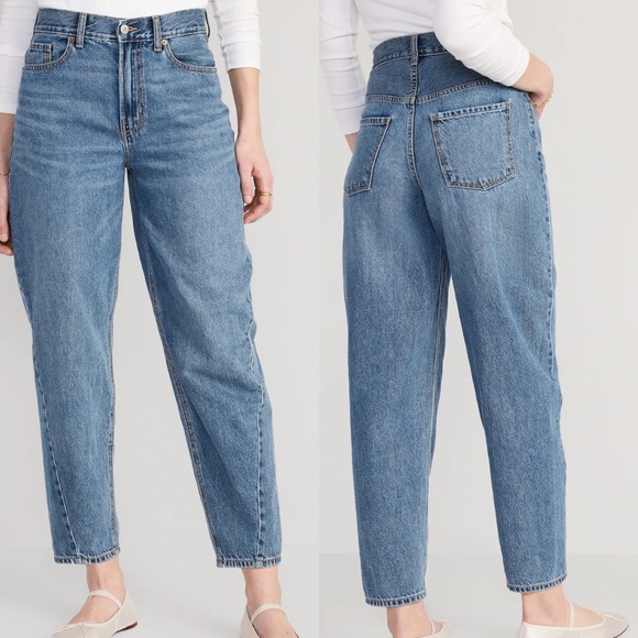 Old Navy Denim - Old Navy Extra High-Waisted Non-Stretch Balloon Ankle Jeans size 14